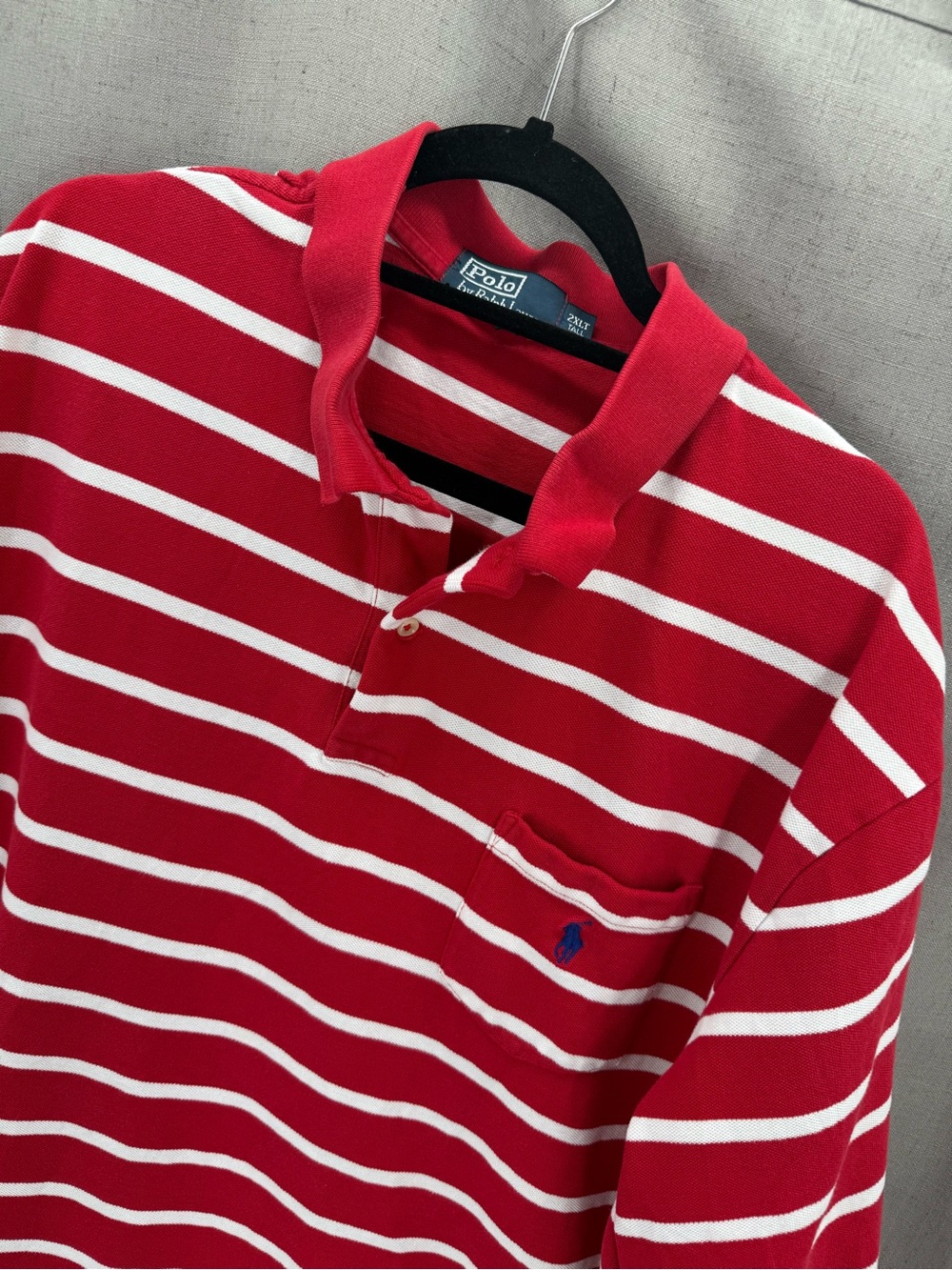 Polo Ralph Lauren Shirt Men's 2XLT Preppy Golf Polo 100% Cotton Pocket Red